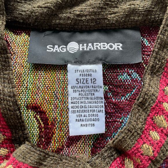 š„Vintage Sag Harbor Boho Floral Tapestry Blazer Jacket Front Button Pockets 12 - Picture 10 of 14